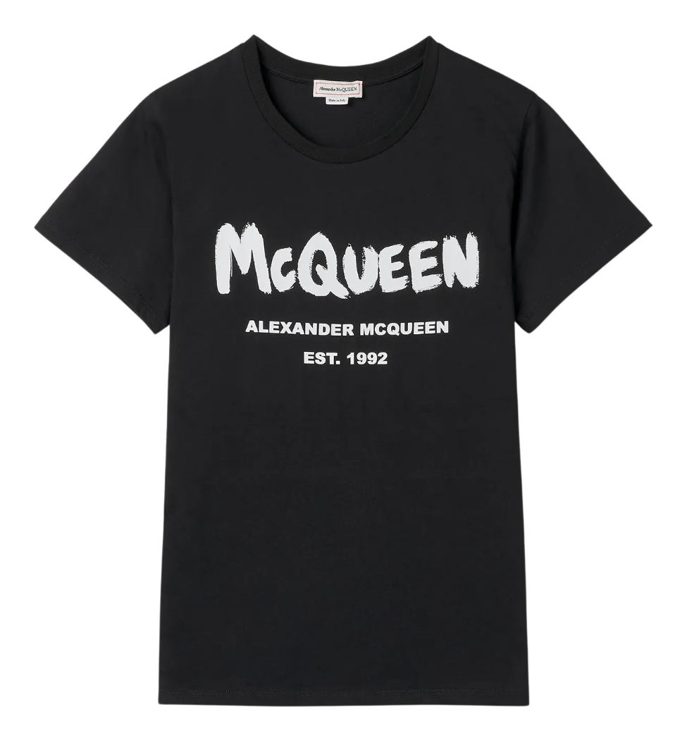 Alexander McQueen Tee Graffiti Logo "Black / White" (W)